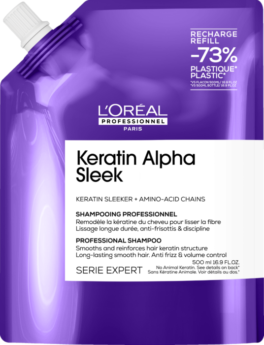 L’Oréal Professionnel Serie Expert Keratin Alpha Sleek Hajsimító Sampon Utántöltő 500ml