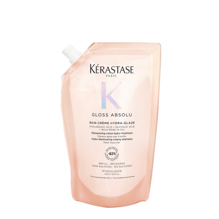Kérastase Gloss Absolu BAIN CRÉME HYDRA – GLAZE Hidratáló sampon vastag szálú szöszösödő hajra UTÁNTÖLTŐ 500ml